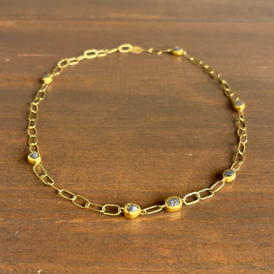 Diamond Crystal Link Chain Necklace