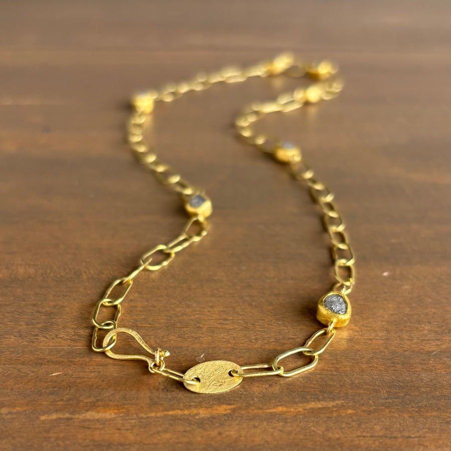 Diamond Crystal Link Chain Necklace