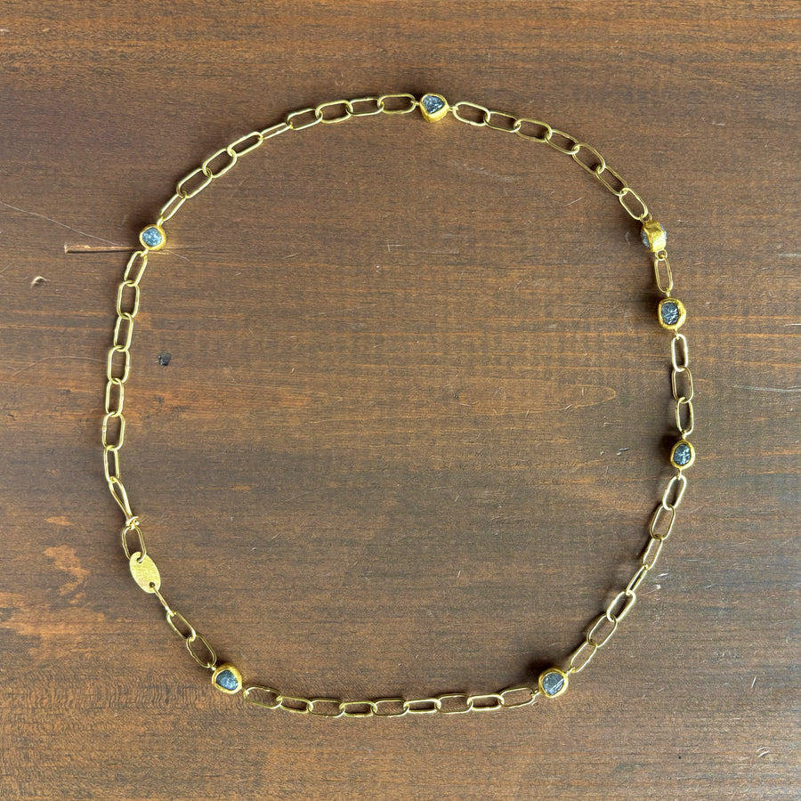 Diamond Crystal Link Chain Necklace