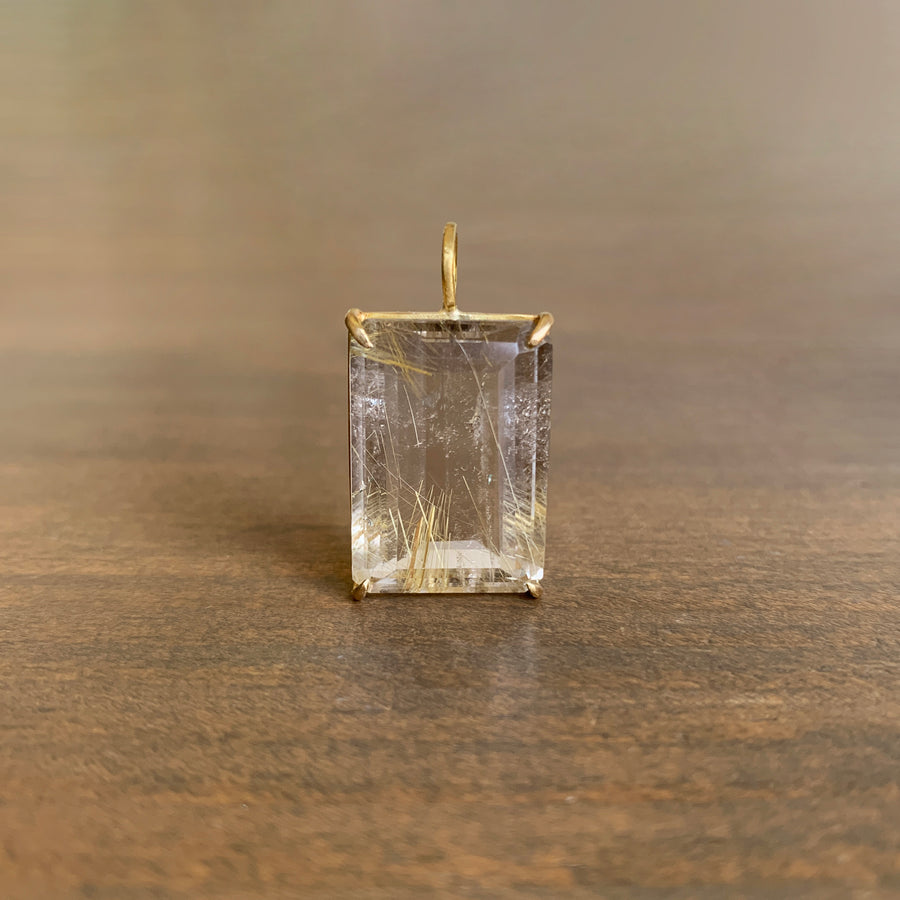 Emerald Cut Rutilated Quartz Pendant