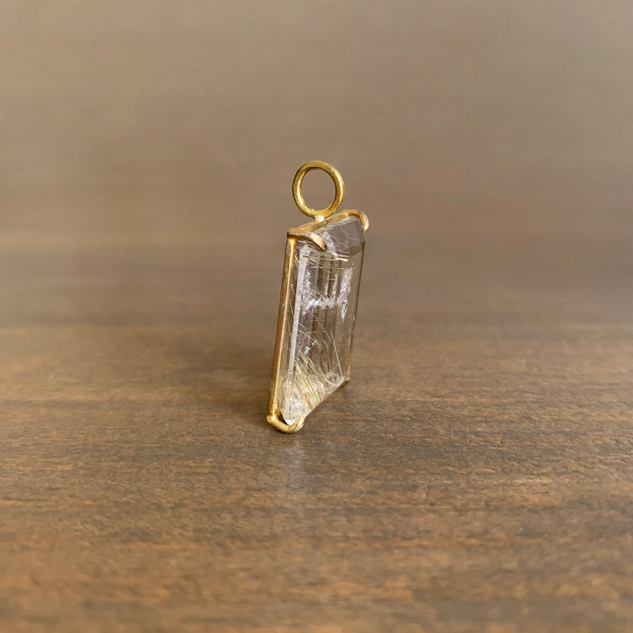 Emerald Cut Rutilated Quartz Pendant