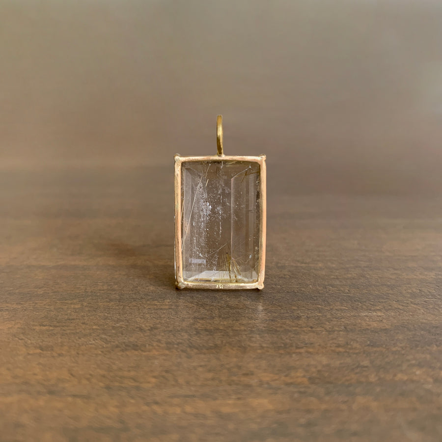 Emerald Cut Rutilated Quartz Pendant