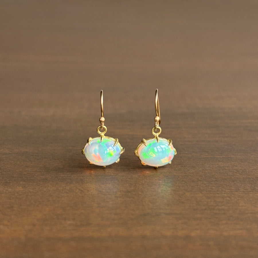 Small Oval Ethiopian Opal Cabochon Earrings