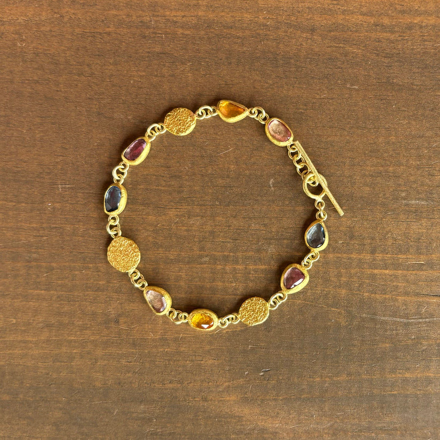 Multicolored Rose Cut Sapphire Bracelet