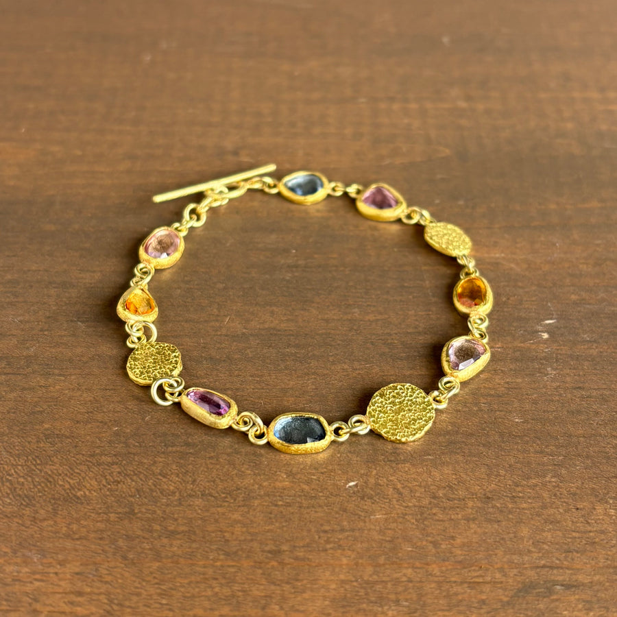 Multicolored Rose Cut Sapphire Bracelet