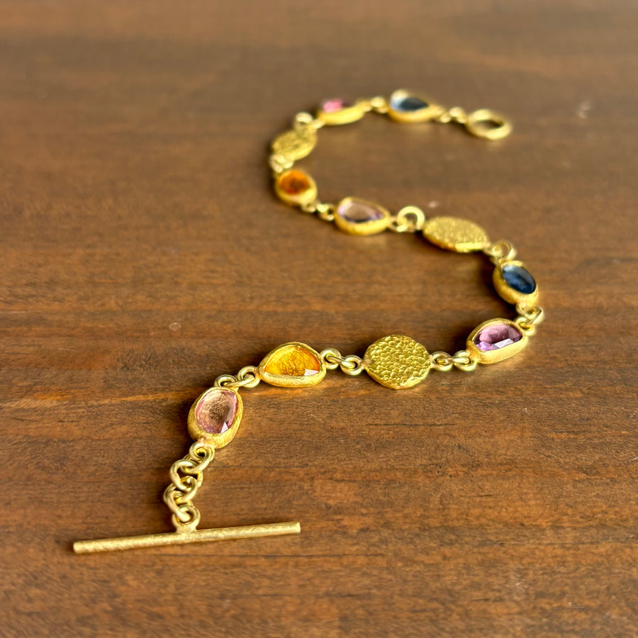 Multicolored Rose Cut Sapphire Bracelet