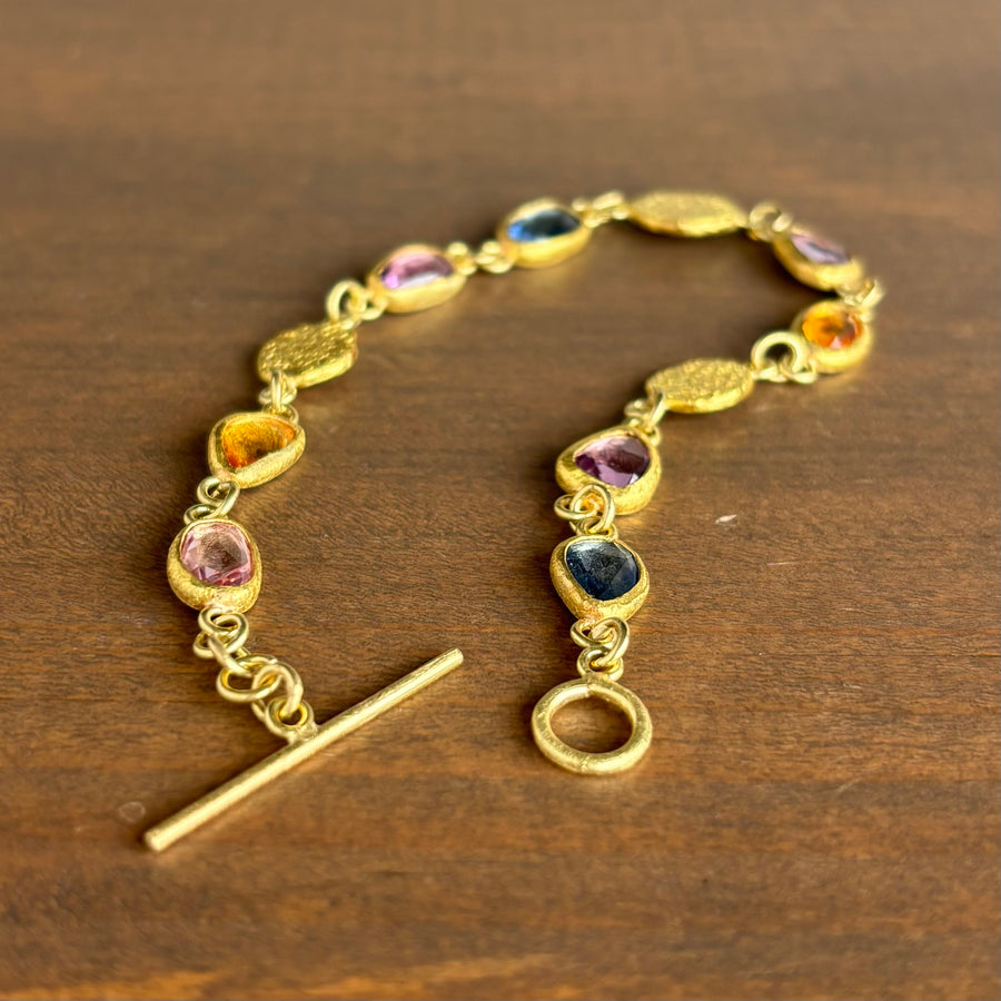 Multicolored Rose Cut Sapphire Bracelet