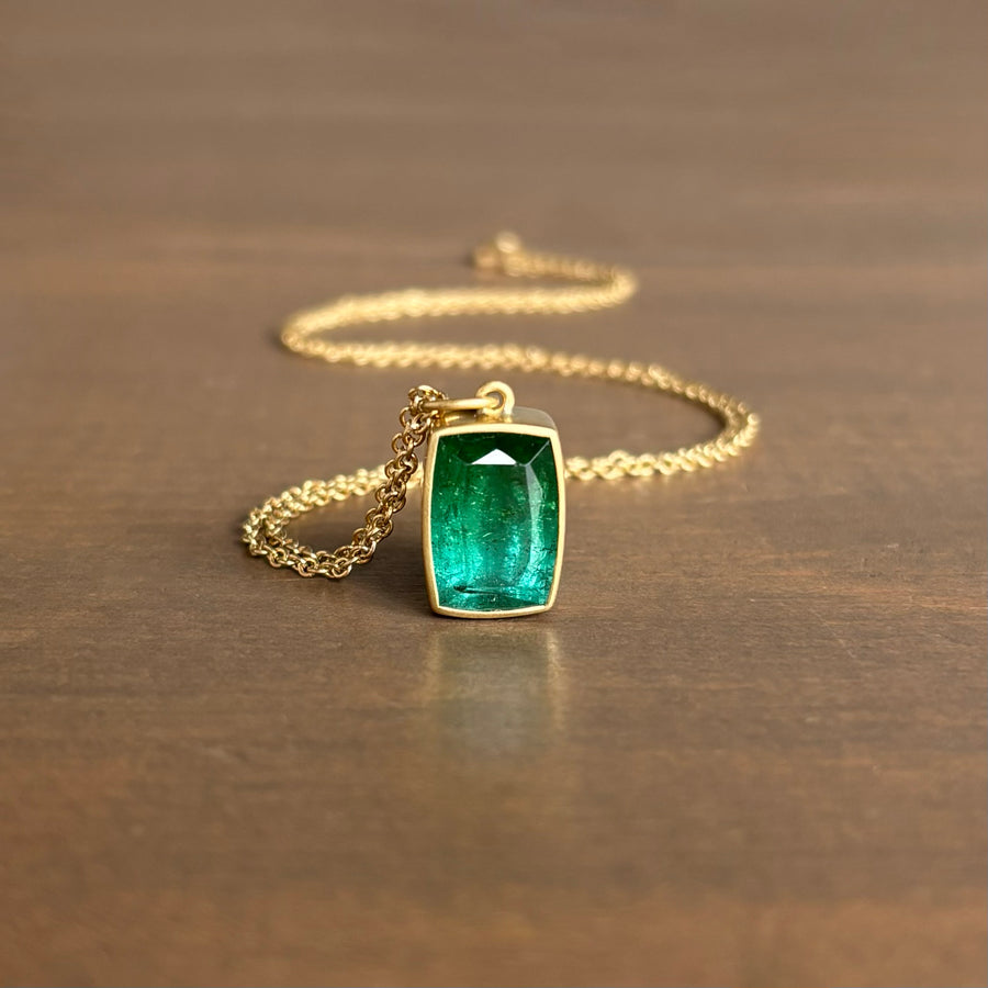 Blue/Green Tourmaline Cushion Pendant