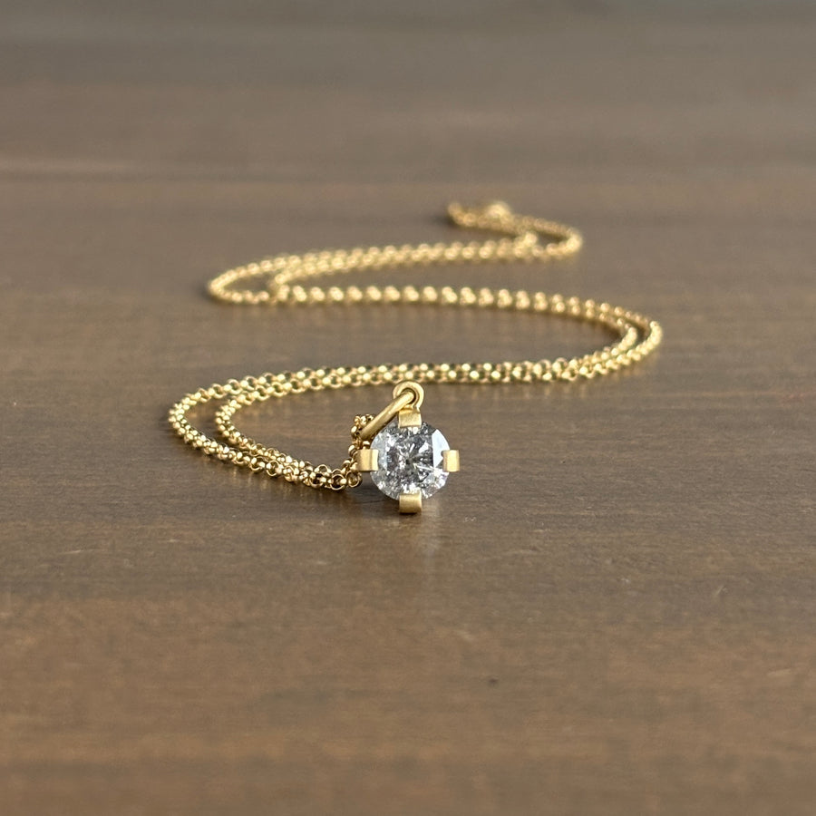 Brilliant Gray Diamond Prong-Set Pendant