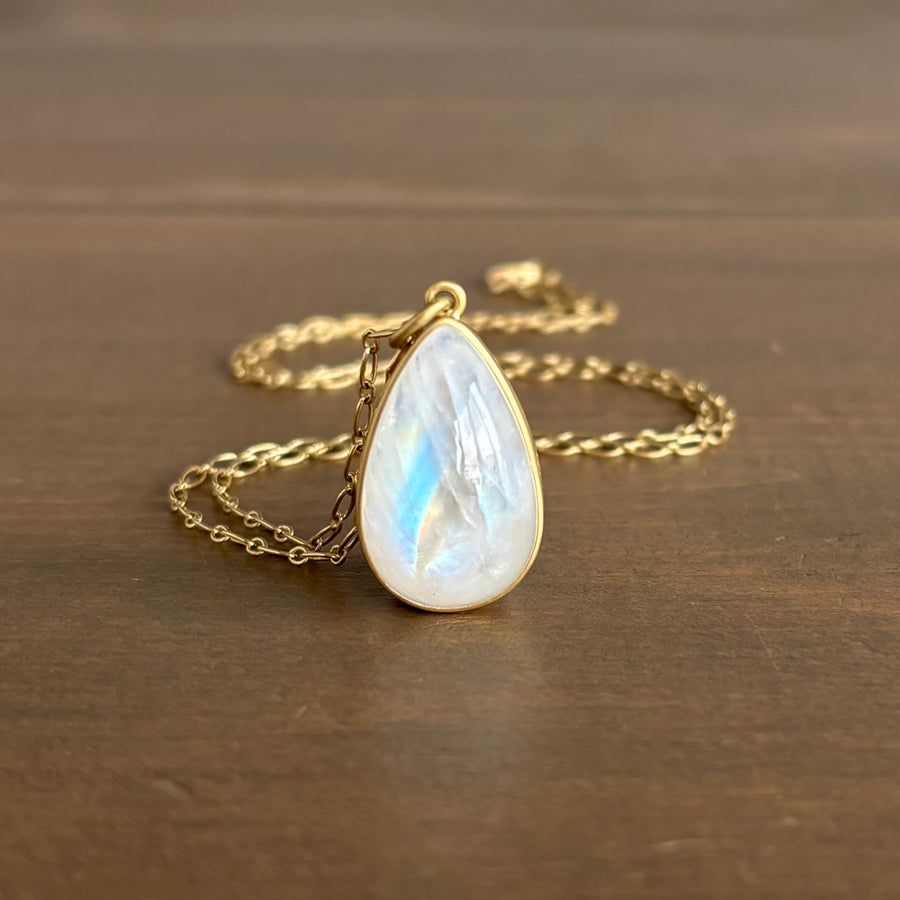 Rainbow Moonstone Teardrop Pendant