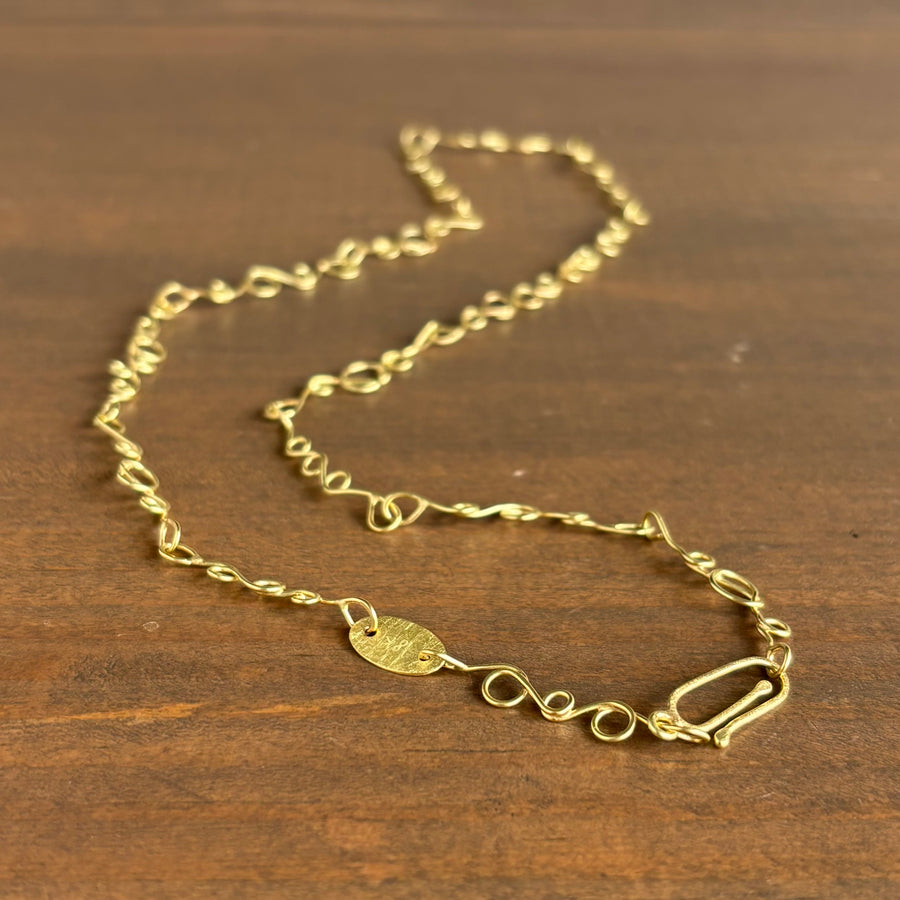 Gold Scribble Chain Necklace