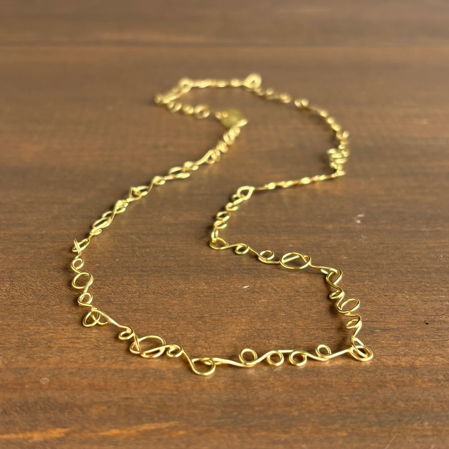 Gold Scribble Chain Necklace