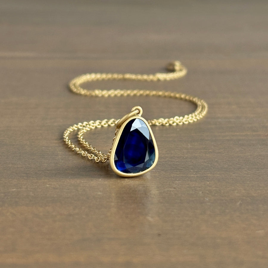Midnight Blue Sapphire Sequin Pendant