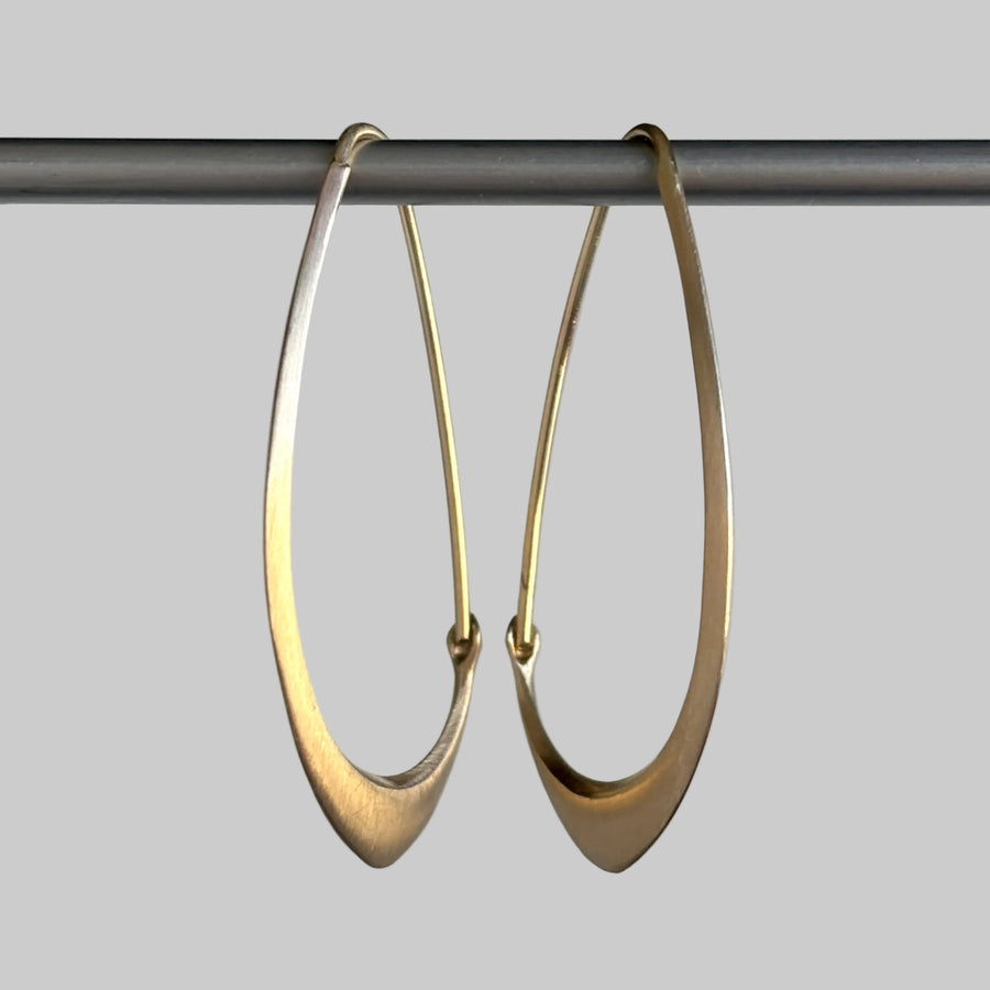 Facet Hoop Earrings in 14k Gold hanging view