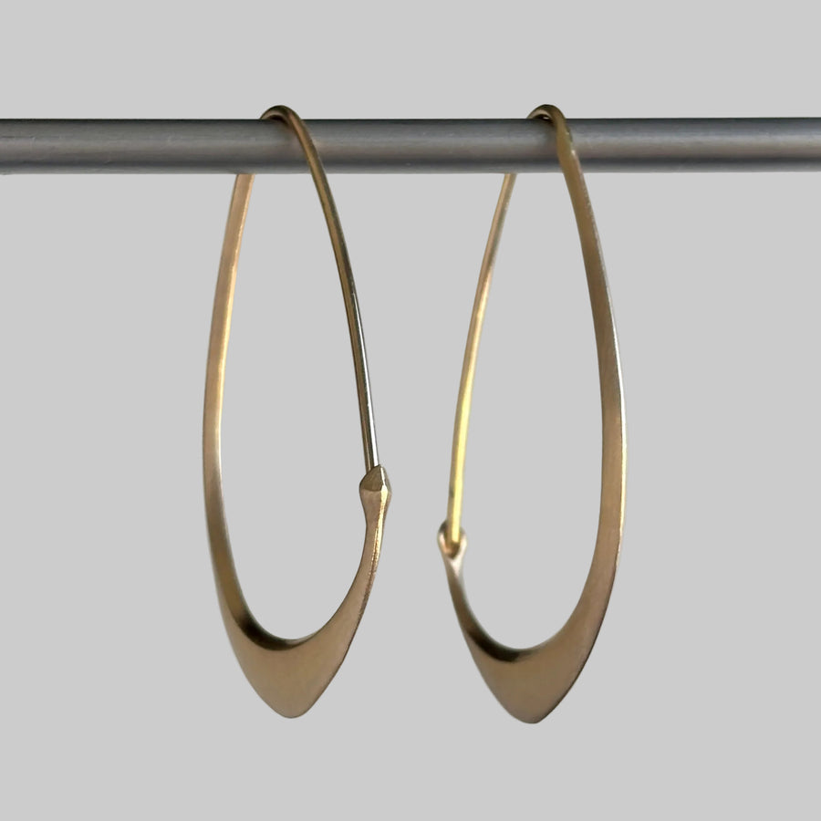 Facet Hoop Earrings in 14k Gold hanging view 2