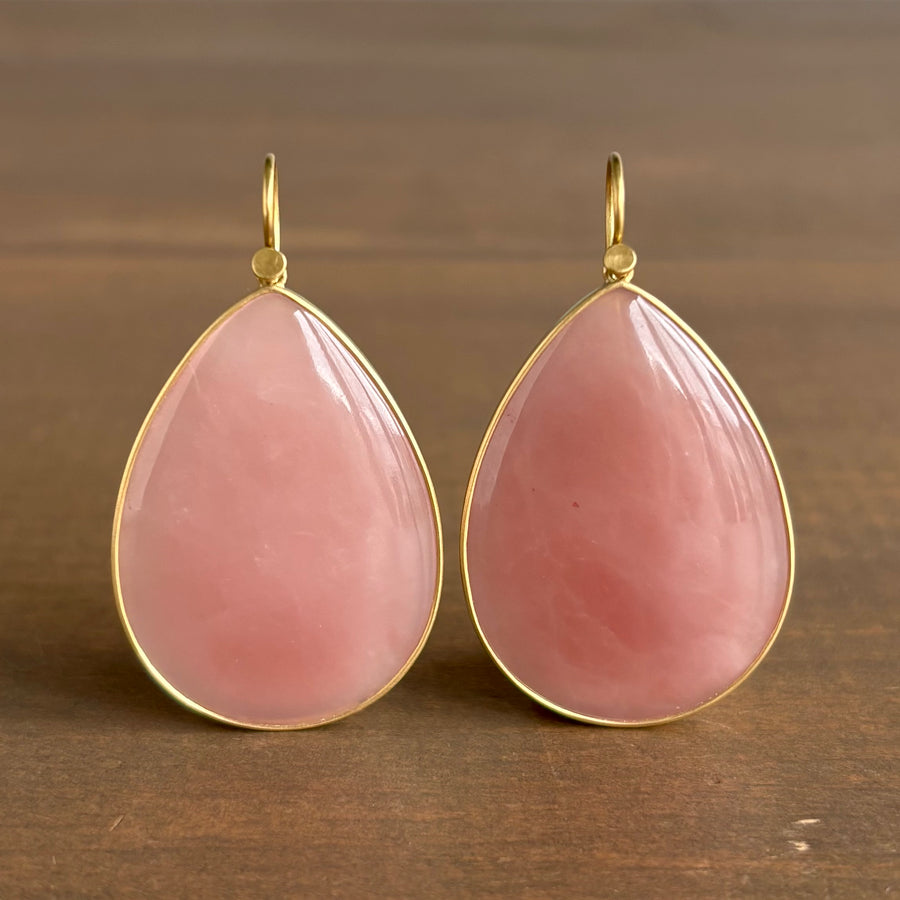 Large Strawberry Quartz Drop Earrings