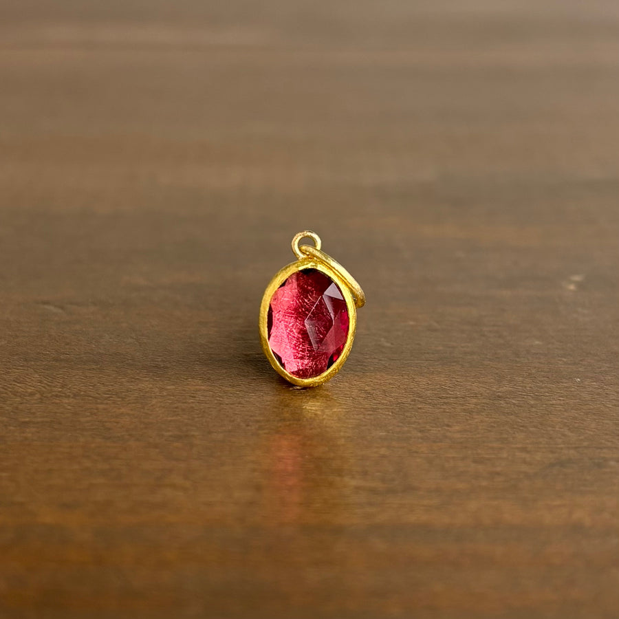 Oval Red Tourmaline Pendant