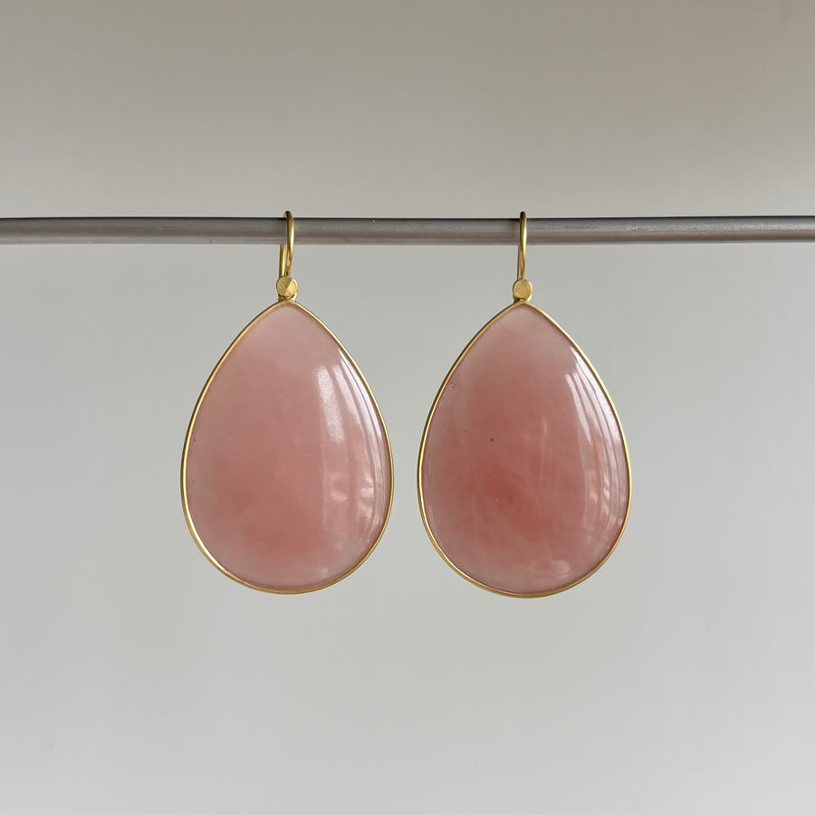 Large Strawberry Quartz Drop Earrings