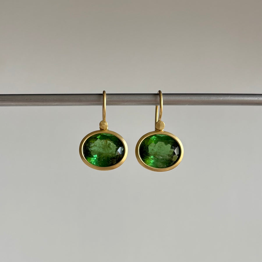 Oval Green Tourmaline Earrings
