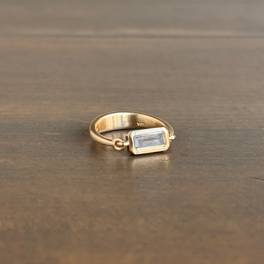 Grey Baguette Diamond Empire Ring in 14k Gold view 2