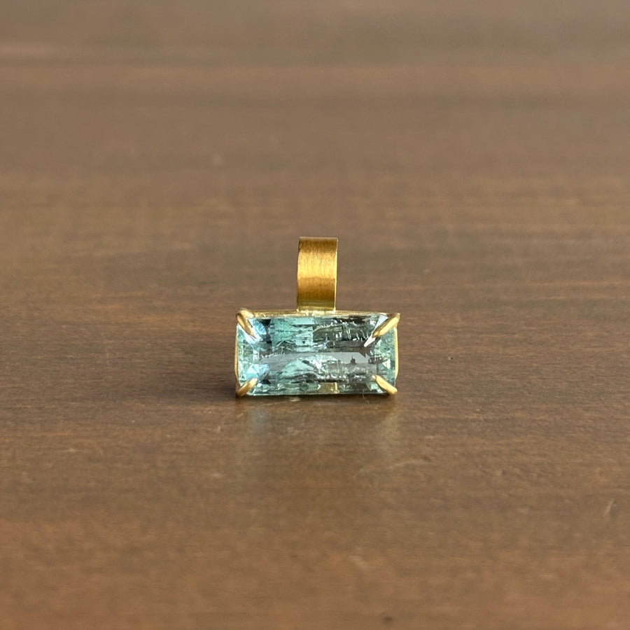Emerald Cut Aquamarine Pendant