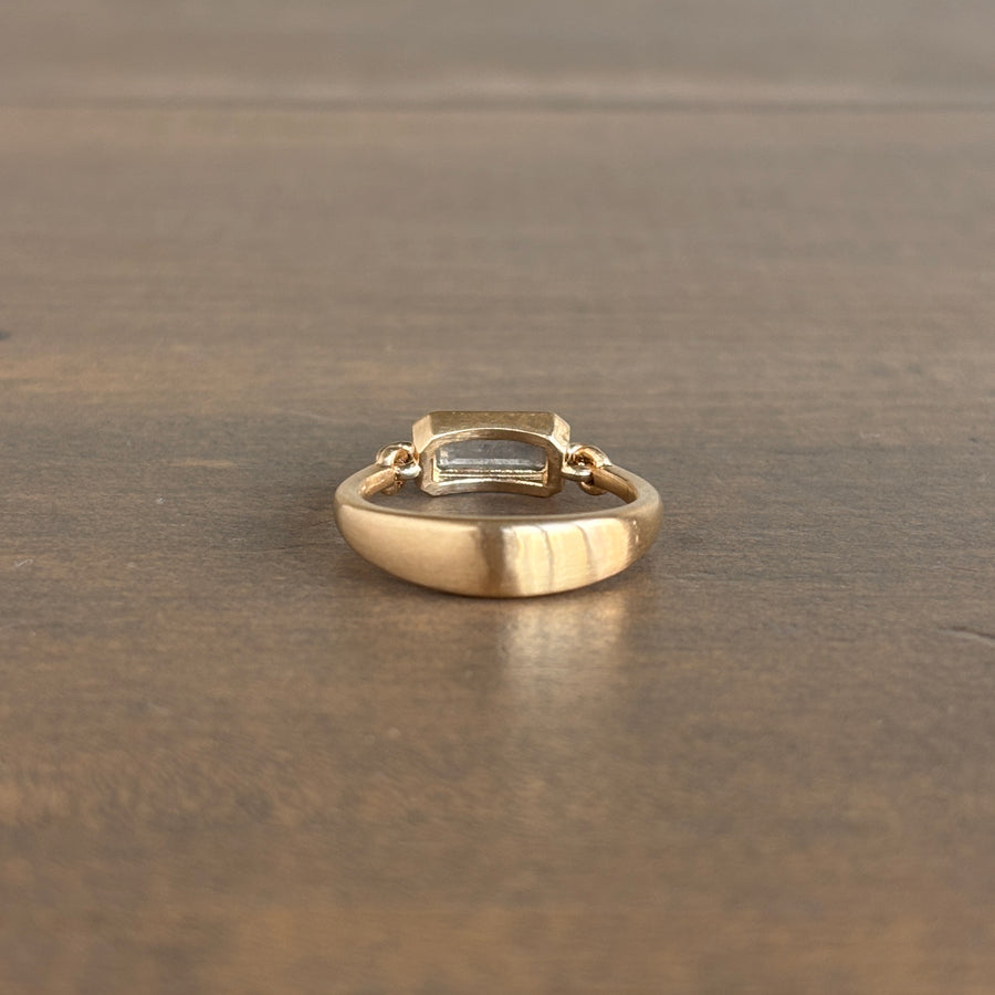 Grey Baguette Diamond Empire Ring in 14k Gold view 4