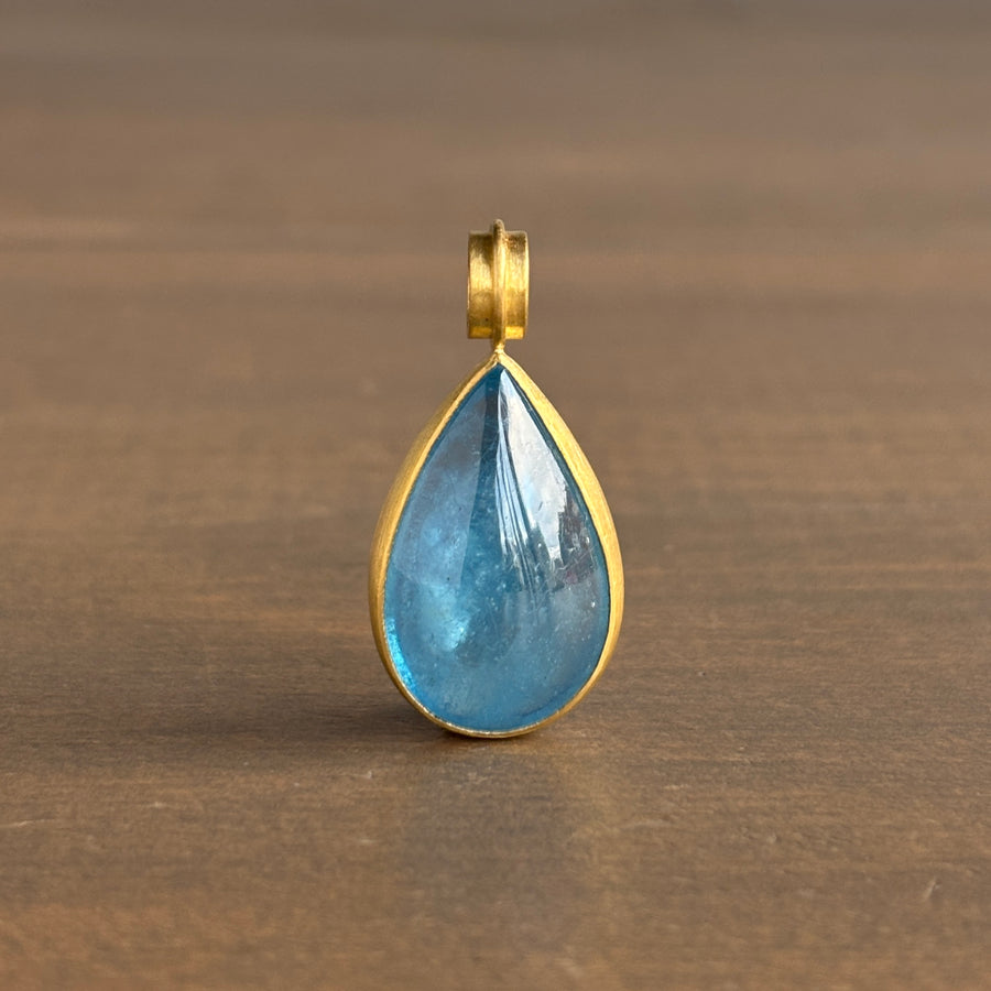 Aquamarine Teardrop Cabochon Pendant