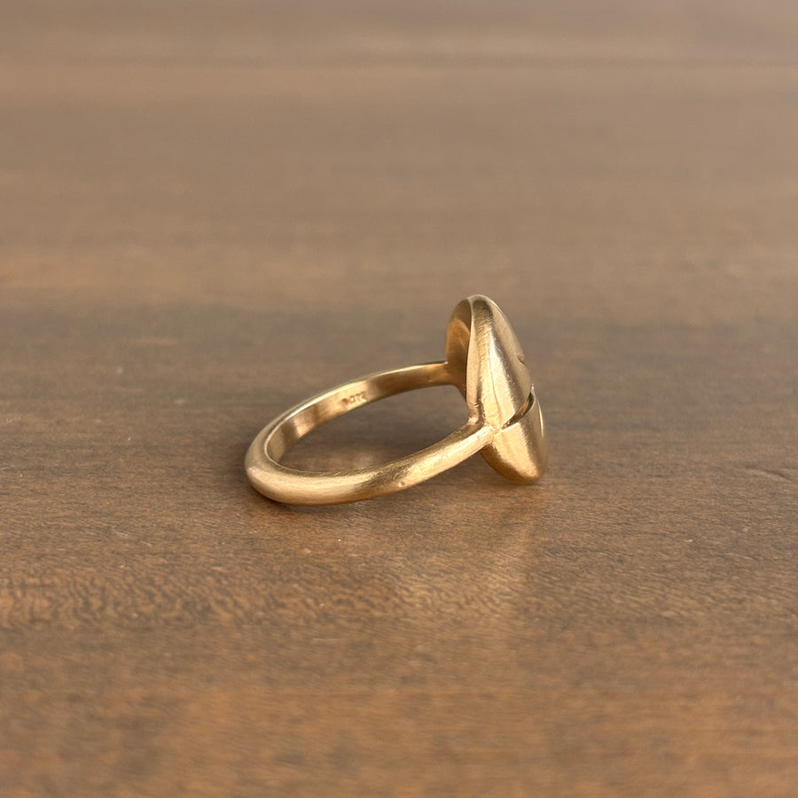 Dome Starburst Emblazoned Ring in 14k Gold with Diamond view 3