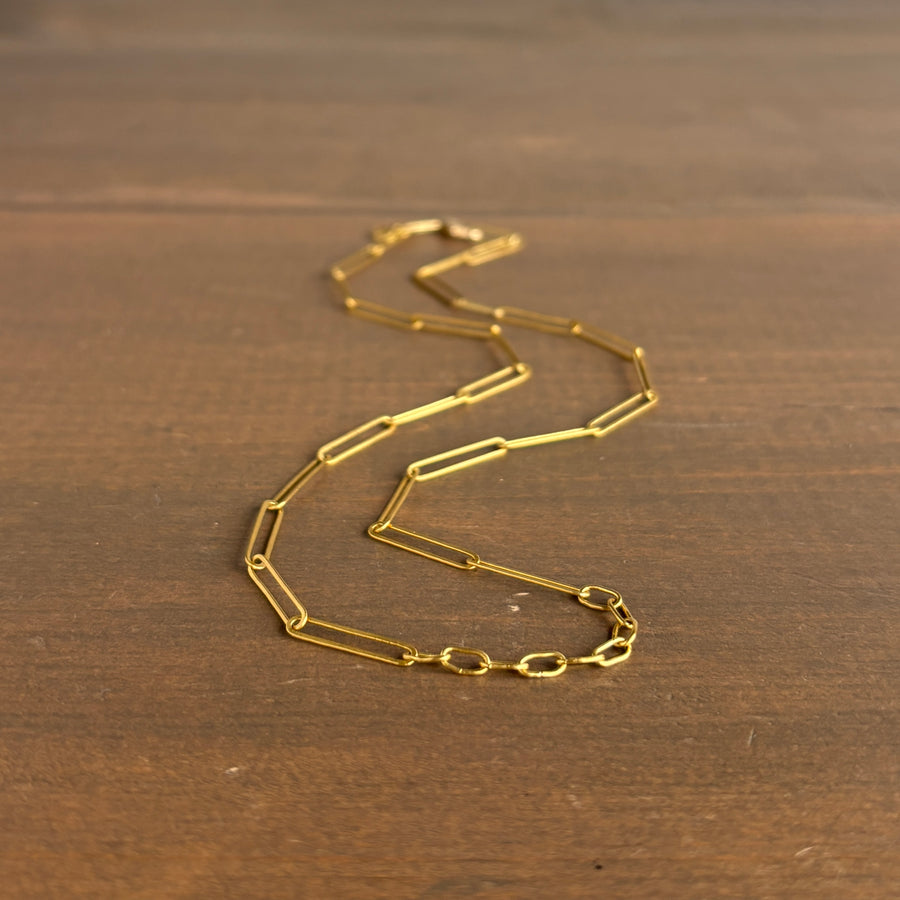 22k Handmade Paperclip Chain with Mini Circle Links