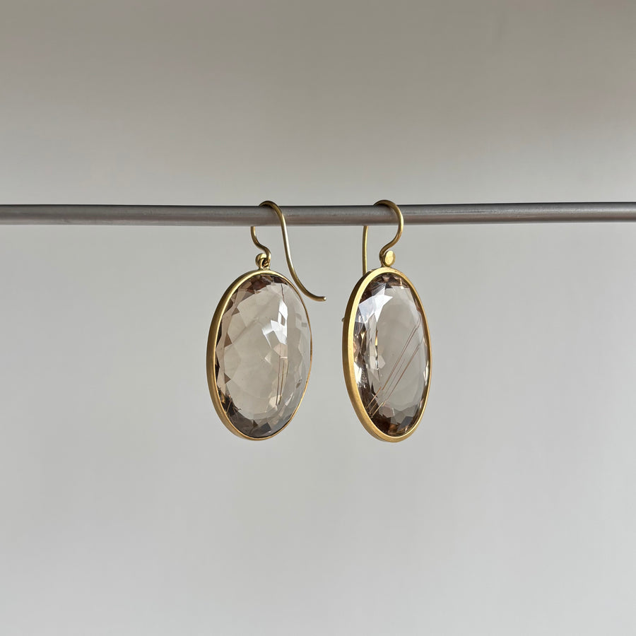 Large Oval Rutilated Quartz Earrings