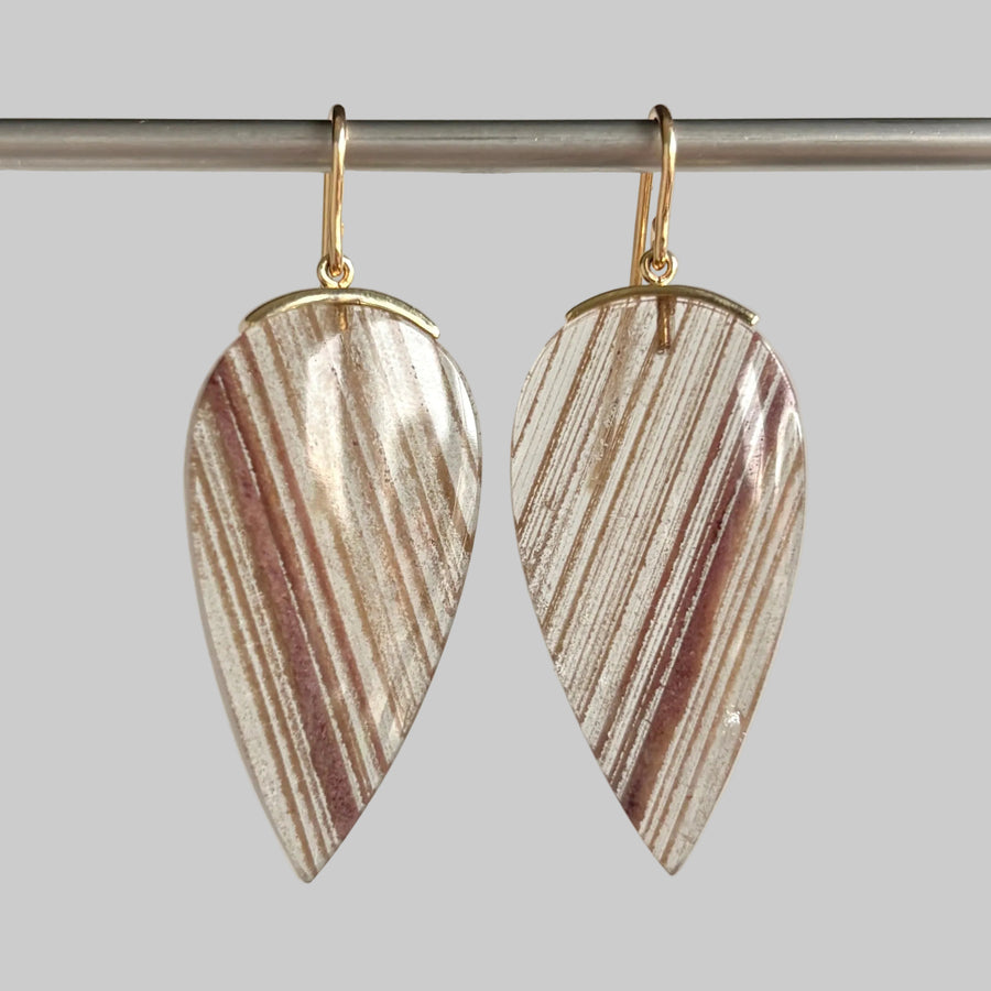 Large Sandstone Drop Earrings hanging