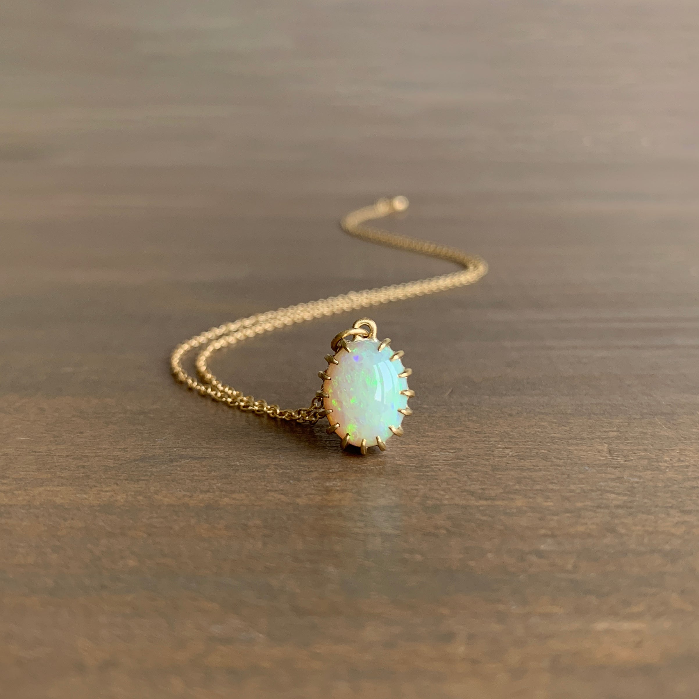 Gorgeous Opal & Diamond Halo Pendant Necklace
