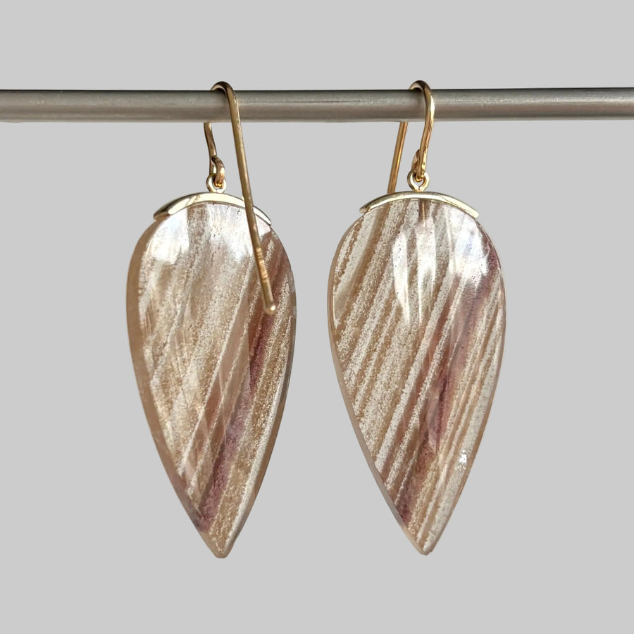 Large Sandstone Drop Earrings hanging 2