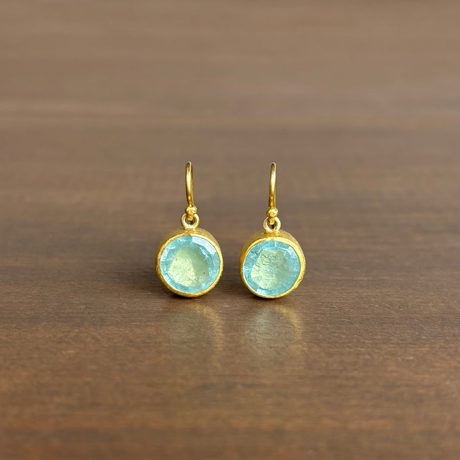 Faceted Round Aquamarine Earrings