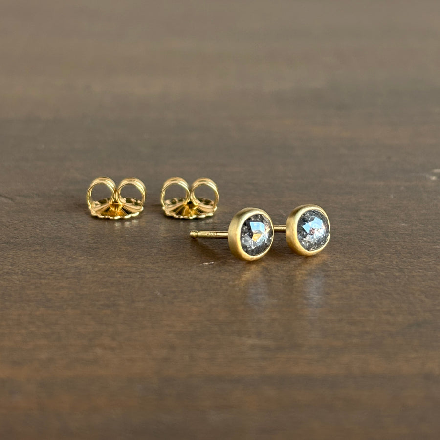 Oval Peppery Diamond Stud Earrings
