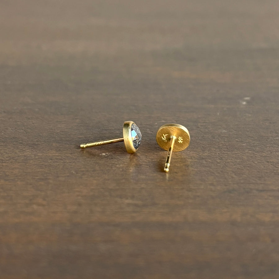 Oval Peppery Diamond Stud Earrings