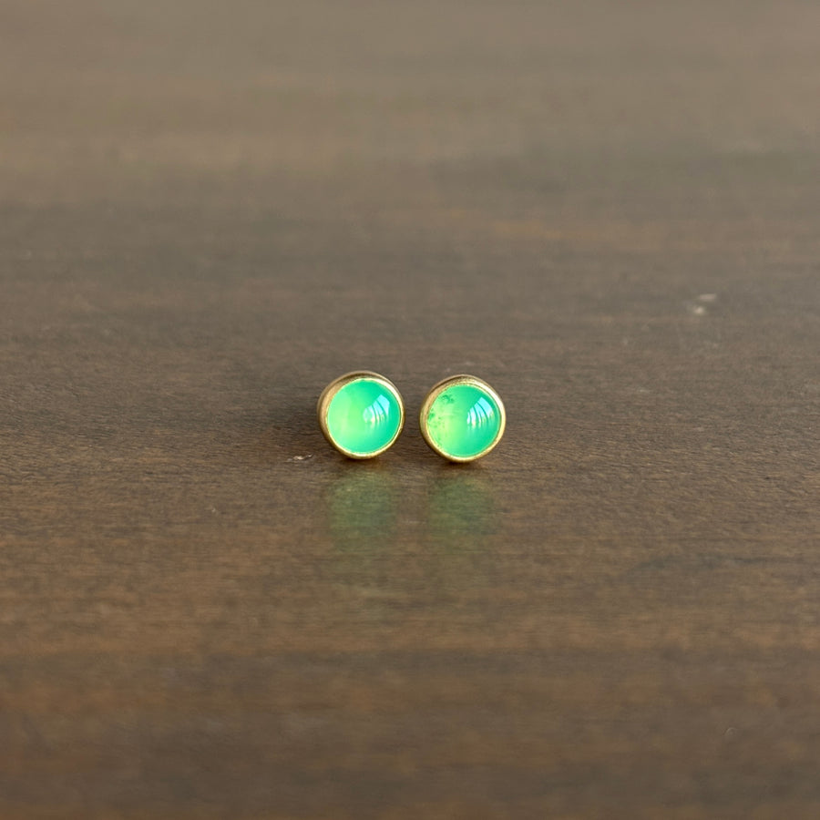 Round Chysoprase Stud Earrings