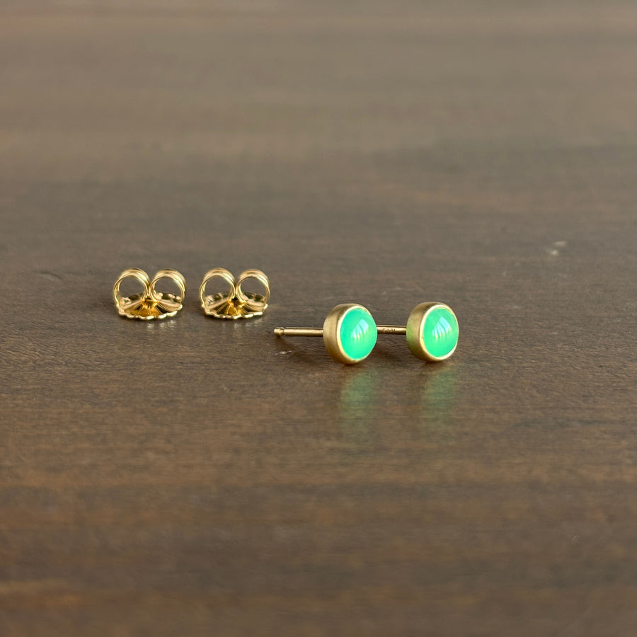 Round Chysoprase Stud Earrings