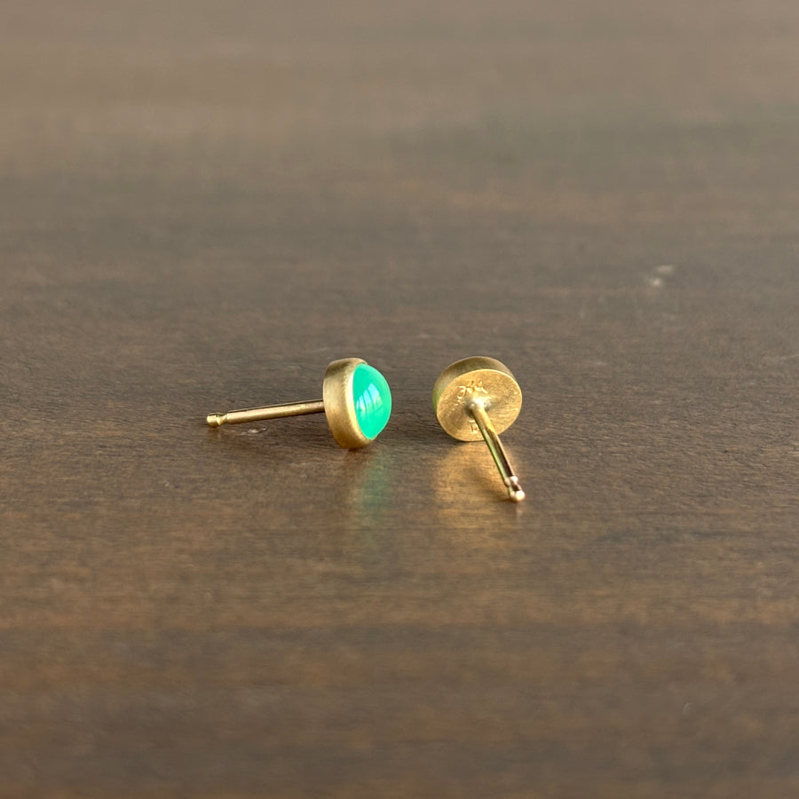 Round Chysoprase Stud Earrings