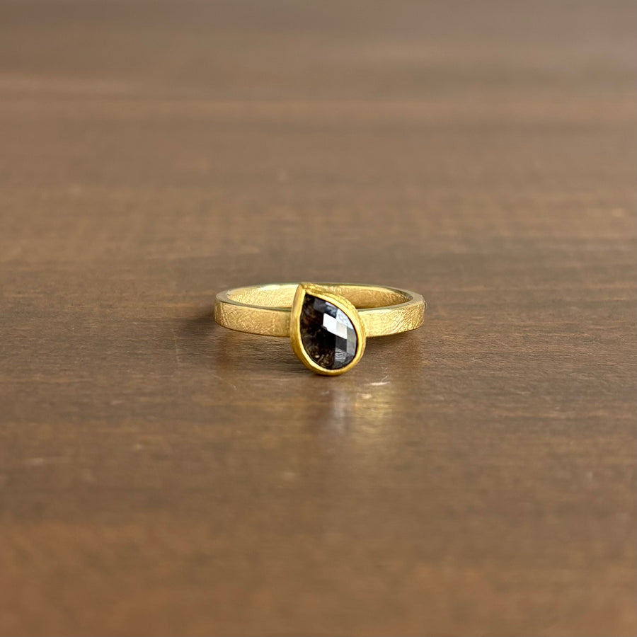 Brown Rose Cut Diamond Drop Ring