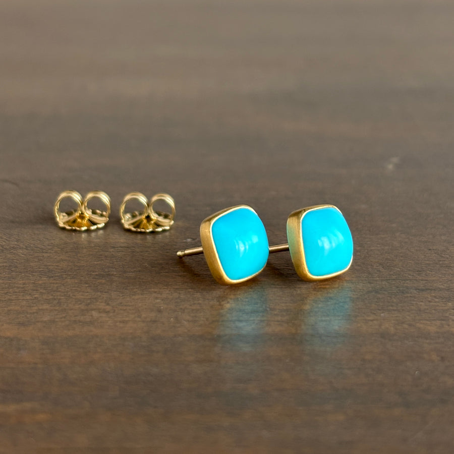 Sleeping Beauty Turquoise Cushion Stud Earrings