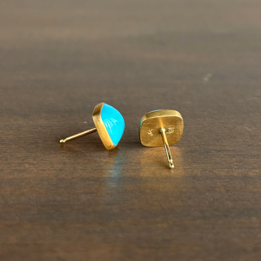 Sleeping Beauty Turquoise Cushion Stud Earrings