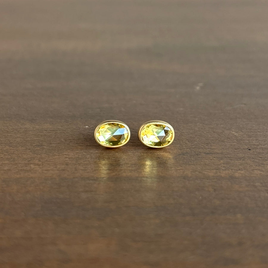 Oval Yellow Sapphire Stud Earrings
