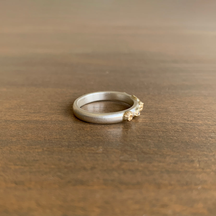 Silver & Gold Barnacle Ring with Diamond