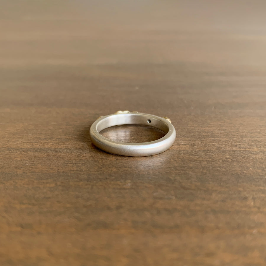 Silver & Gold Barnacle Ring with Diamond