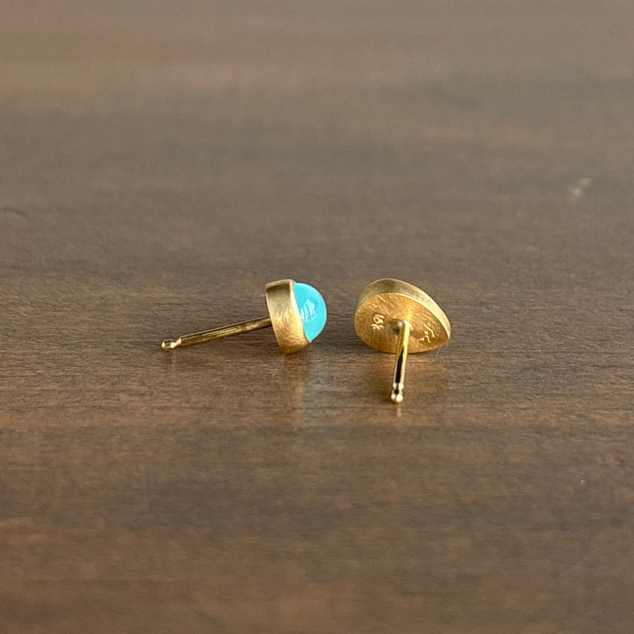 Peruvian Blue Opal Teardrop Stud Earrings