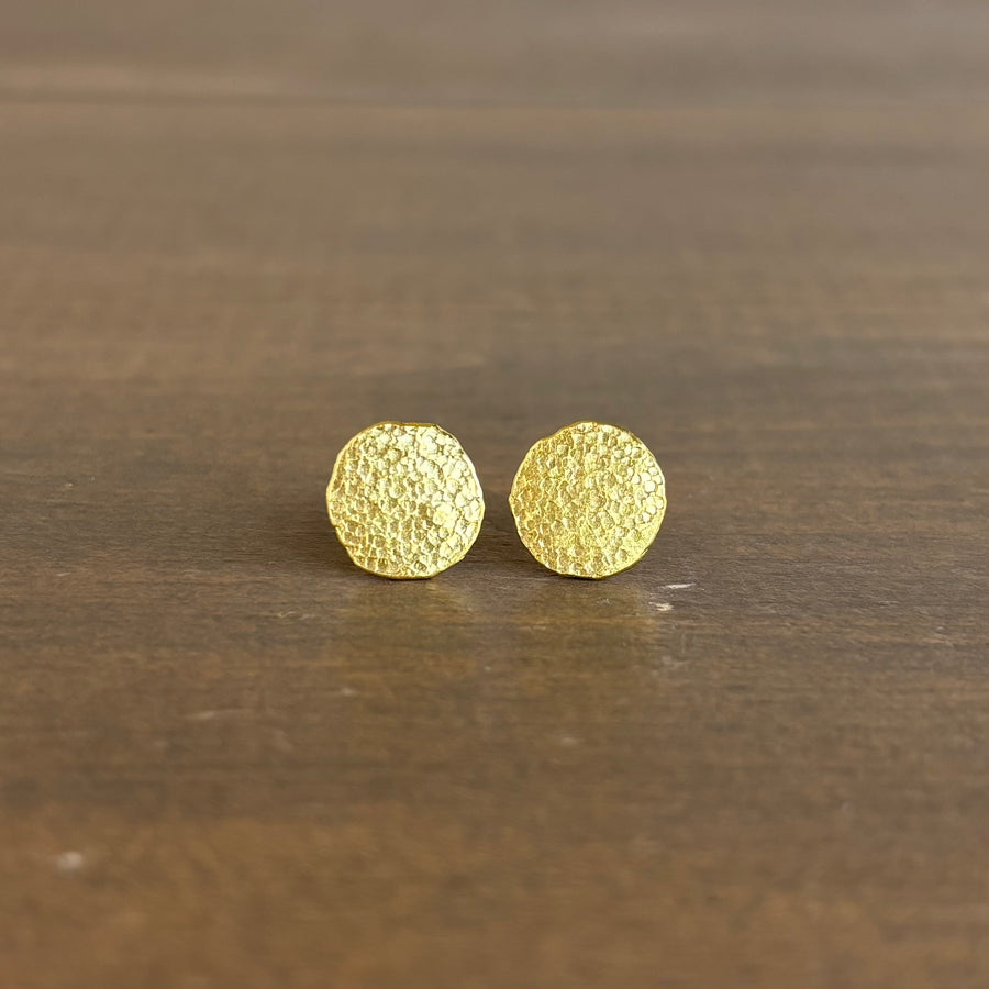 Gold Disk Stud Earrings