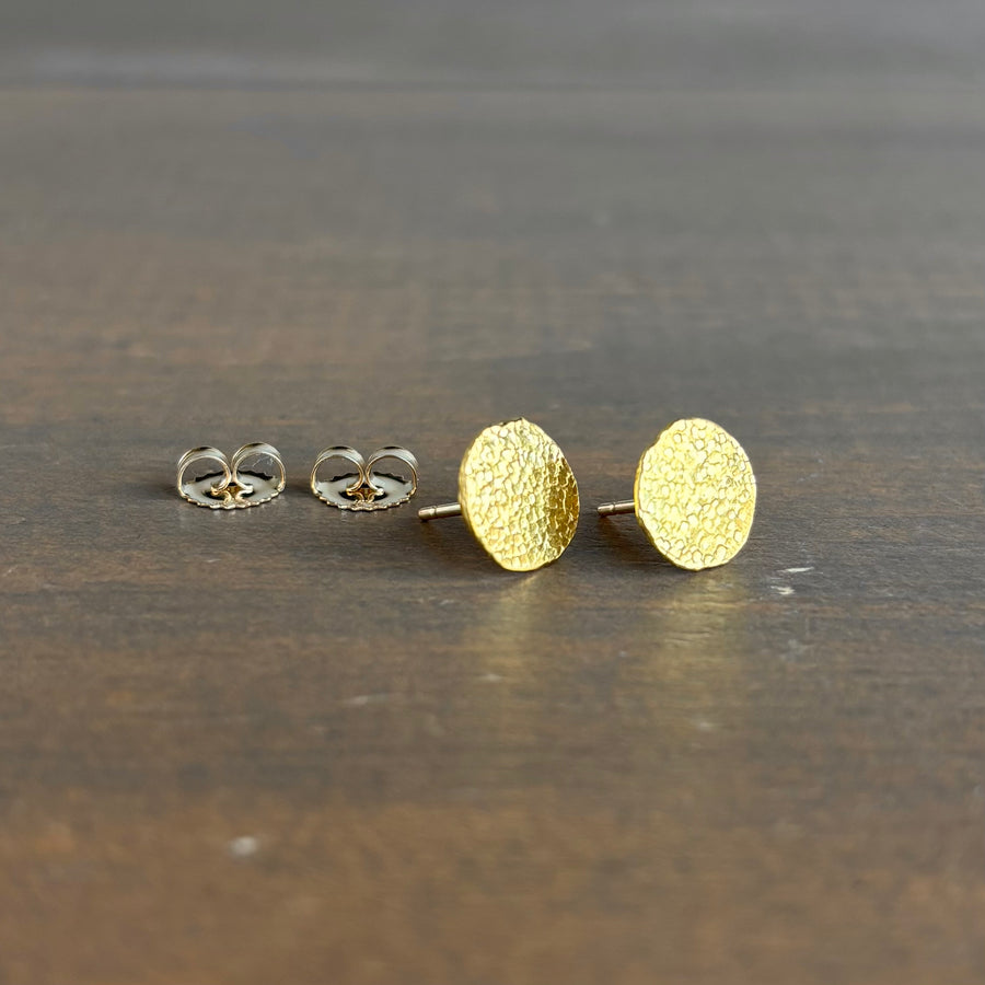 Gold Disk Stud Earrings