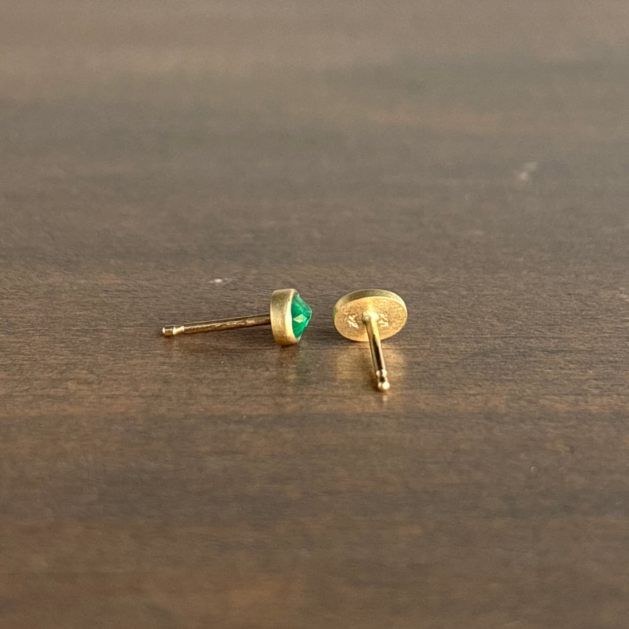 Small Oval Colombian Emerald Stud Earrings