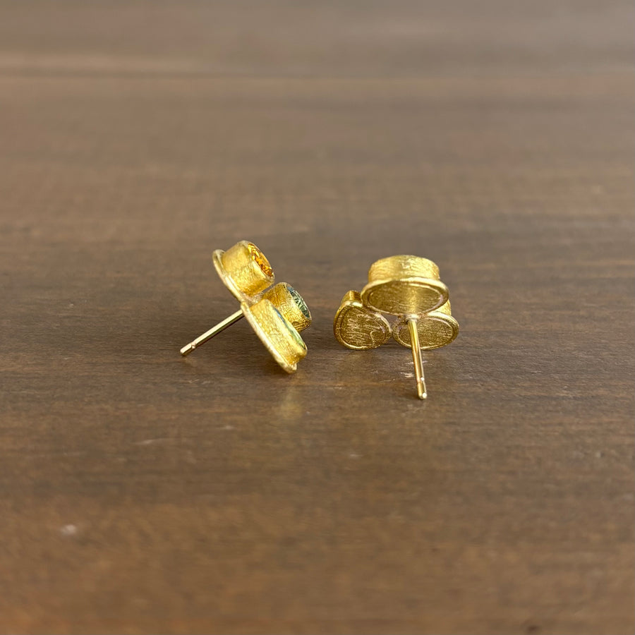Aquamarine & Beryl Cluster Stud Earrings